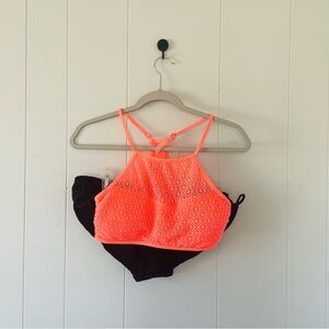 No Boundaries Neon Orange and Black Bikini